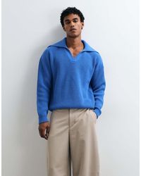 ASOS - Oversized Extreme Open Collar Knit Polo Sweater - Lyst