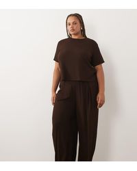 ASOS - Asos Design Curve Lounge Mix & Match Rib Wide Leg Bottom - Lyst