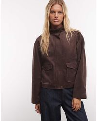 French Connection - Faux Suede Funnel Neck Jacket - Lyst