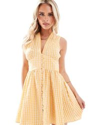 Nobody's Child Petite - Vestido Corto A Cuadros Vichy Amarillos Sin Mangas Starlight De - Lyst