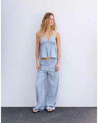 Pull&Bear - Striped Pyjama-Style Trousers With Linen - Lyst