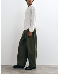 ASOS - 100% Cotton Heavyweight Tailored Wide Barrel Leg Trousers - Lyst