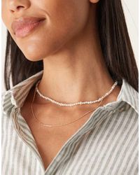 ASOS - Collana Corta Multifilo Con Catenina E Perle Sintetiche - Lyst