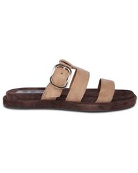 OFF THE HOOK - Anete Suede Leather Slider Sandals With Buckle - Lyst