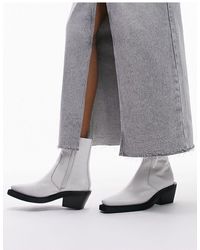 TOPSHOP - – lara – ankle-boots im cowboystil aus leder - Lyst