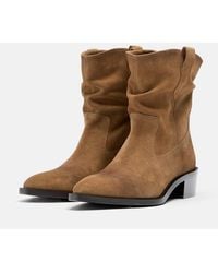 Stradivarius - Slouchy Cowboy Leather Ankle Boots - Lyst