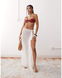 Miss Selfridge - Doorschijnende Strandsarong Van Chiffon Met Ruches - Lyst
