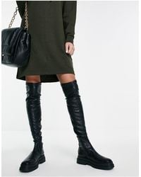 Mango Over The Knee Chain Embossed Boots - Black