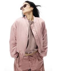 River Island - Oversized Ruched Hem Bomber Jacket - Lyst