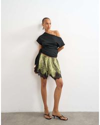 TOPSHOP - Crinkle Off Shoulder Tie Front Top - Lyst