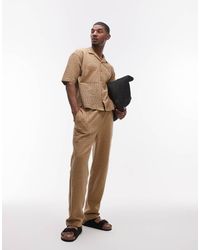 TOPMAN - Joggers Color Mostaza A Rayas De Corte Recto De -Amarillo - Lyst
