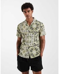 Aray - Palm Tree Motif Revere Shirt - Lyst