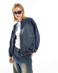 ASOS - Asos design weekend collective - giacca bomber di jeans lavaggio medio - Lyst