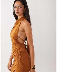 ASOS - Set Stretch Chiffon Draped Open Back Halter - Lyst