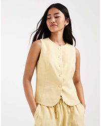 ONLY - Linen Blend Tailored Waistcoat Co-ord - Lyst