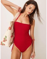 Free Society - Crinkle Ruched Side Swimsuit - Lyst