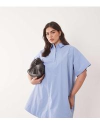 ASOS - Asos Design Curve Poplin Relaxed Short Sleeve Mini Dress - Lyst