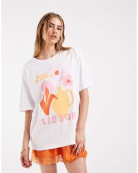 ONLY - Oversized T-Shirt With Floral Lisbon Graphic - Lyst