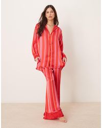 Free People - Dreamy Days Satin Striped Pyjama Set - Lyst