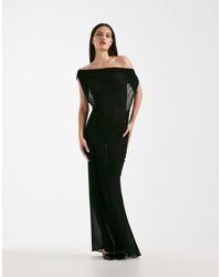 I.AM.GIA - Kahlo Chiffon Sheer Off Shoulder Open Back Tie Detail Maxi Dress - Lyst