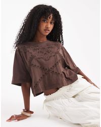 Miss Selfridge - Western Embroidered Cropped Tee - Lyst