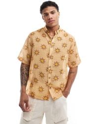 ASOS - Camicia Squadrata Vestibilità Comoda Gialla Con Stampa Di Soli - Lyst