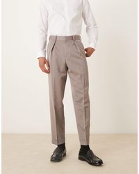 ASOS - Pantalon chic décontracté fuselé à revers - marron - Lyst