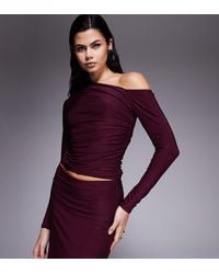 Kaiia - Exclusive Double Layered Slinky Off Shoulder Long Sleeve Top Co-Ord - Lyst