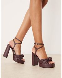 ASOS - Nutshell Knotted Platform Block Heeled Sandals - Lyst