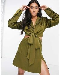 Amy Lynn - Satin Blazer Dress With Cut Outs - Lyst