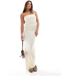 Brave Soul - Robe bandeau longue avec détail froncé sur le côté - beurre - Lyst