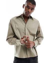 ASOS - Camisa Marrón A Cuadros De Corte Cuadrado Extragrande Con Solapas Estilo Años 70 De -Verde - Lyst