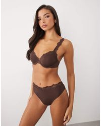 ASOS - Lilah Microfiber Molded Underwire Bra With Lace Trim - Lyst