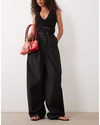 ARKET - High Paper Bag Waist Cotton Trousers - Lyst