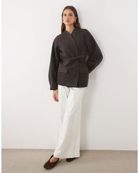 Threadbare - Mock Wool Collarless Belted Blazer - Lyst