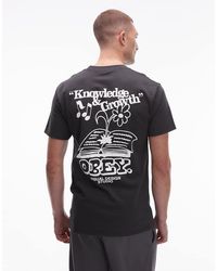 Obey - T-Shirt Slavato Con Stampa Knowledge And Growth - Lyst