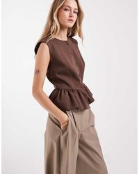 ASOS - Button Down Peplum Tailored Top - Lyst