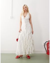 Reclaimed (vintage) - Limited Edition Maxi Dress With Ruffle Details And Embroidery - Lyst