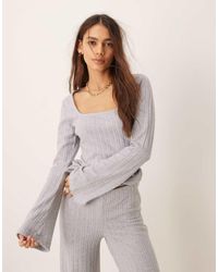 ASOS - Superzachte Breed Geribbelde Top Met Lage Vierkante Hals - Lyst