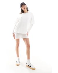 ASOS - High Neck Ribbed Long Sleeve Mini T-shirt Dress With Overlay - Lyst
