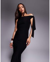 Missy Empire - Double Sculpted Slinky One Shoulder Tie Midi Dress - Lyst