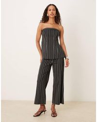 ASOS - Pantalones De Sastre Negros A Rayas Blancas De Corte Acampanado De (Parte De Un Conjunto) - Lyst