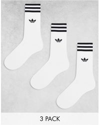 adidas Originals - Confezione da 3 paia di calzini bianchi con tre strisce - Lyst