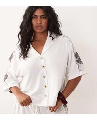 ASOS - Asos Design Curve Textured Jersey Polo Shirt Co-Ord With Shelll Embroidery - Lyst