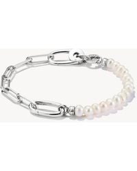 Thomas Sabo - Charm Bracelet Paperclip An Pearls With Connect Link - Lyst