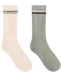 Oysho - 2 Pairs Of Classic Cotton Blend Yoga And Pilates Socks - Lyst