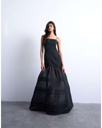 TOPSHOP - Maxi Dress With Sheer Layered Volume Skirt - Lyst
