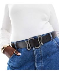 ASOS - Asos Design Curve Waist And Hip Jeans Belt With Silver Snake Buckle - Lyst