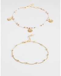 ASOS - Pack Of 2 Beaded Anklets With Sun Charms - Lyst