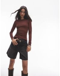 TOPSHOP - Premium Sheer Crew Neck Long Sleeve Top - Lyst